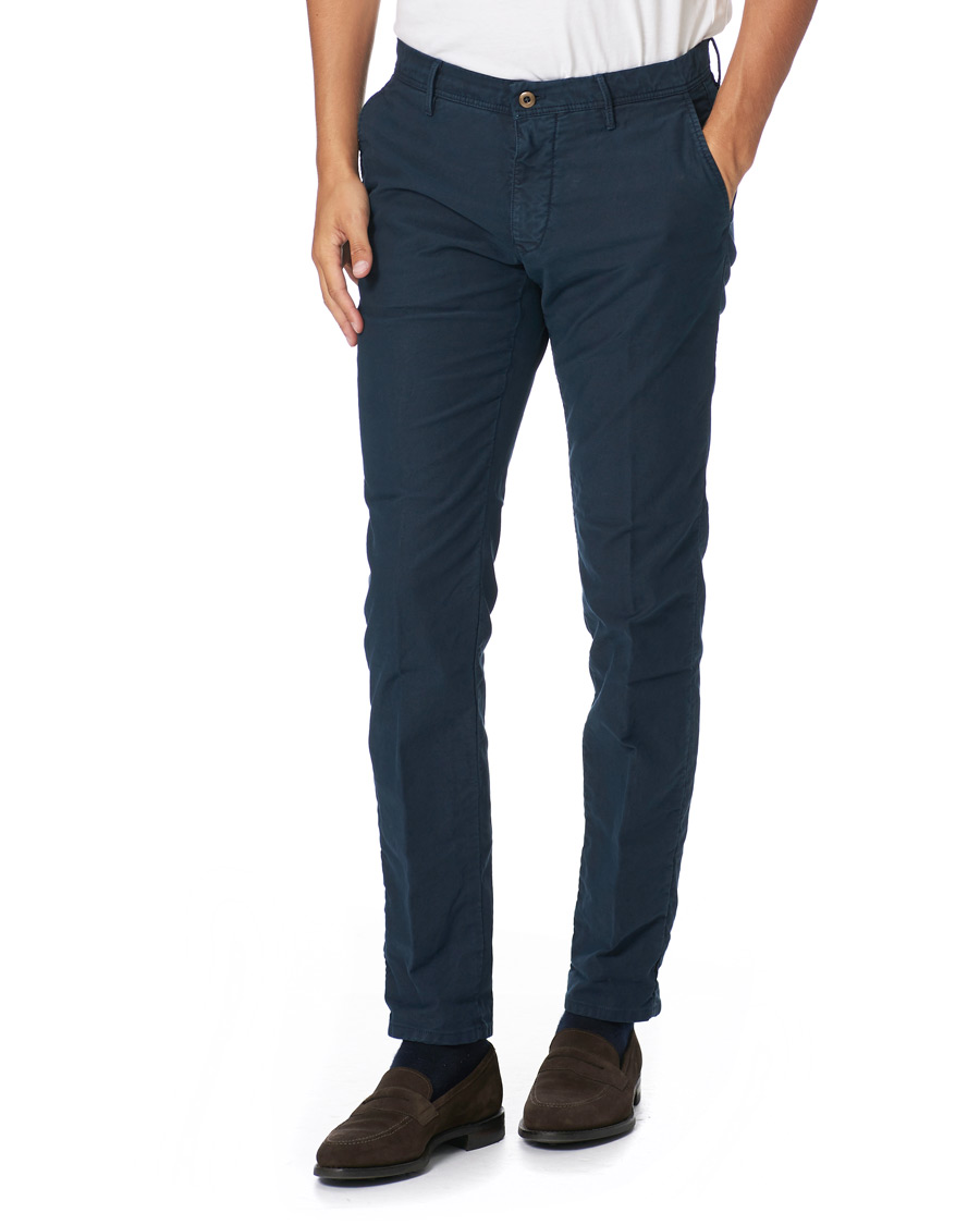 Herre | Bukser | Incotex | Slim Fit Garment Dyed Slacks Navy