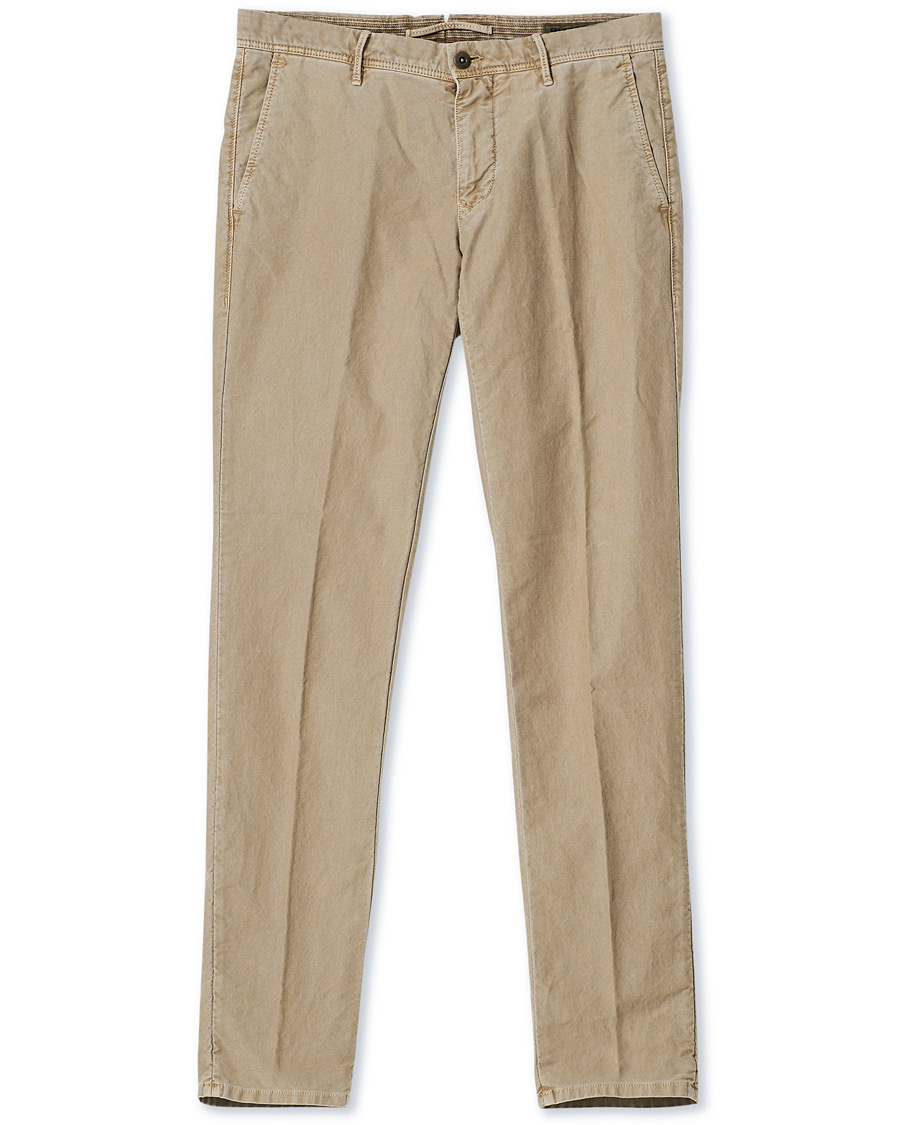 Herre | Bukser | Incotex | Slim Fit Garment Dyed Slacks Beige