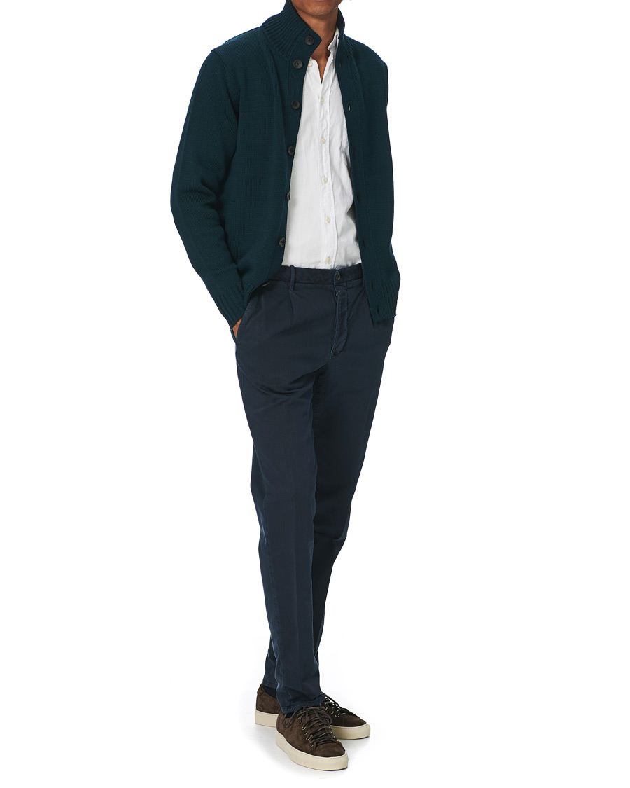 Herre | Bukser | Incotex | Slim Fit Cotton Satin Sweatpants Midnight