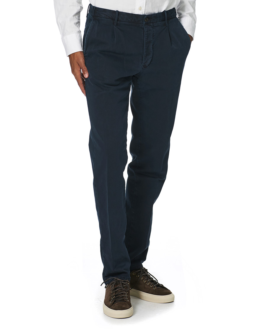 Herre | Bukser | Incotex | Slim Fit Cotton Satin Sweatpants Midnight