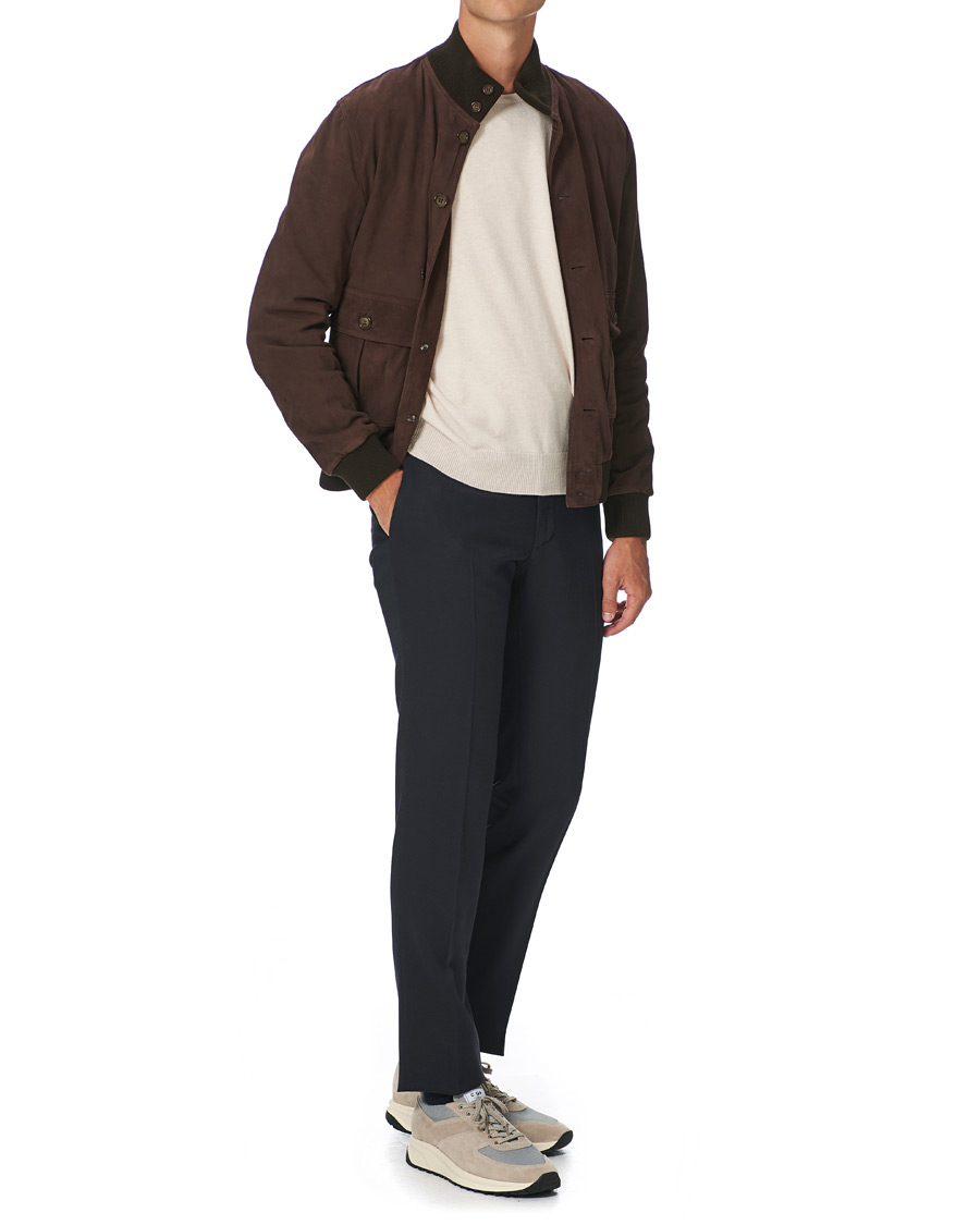 Herre | Bukser | Incotex | Slim Fit Washable Flannel Trousers Navy