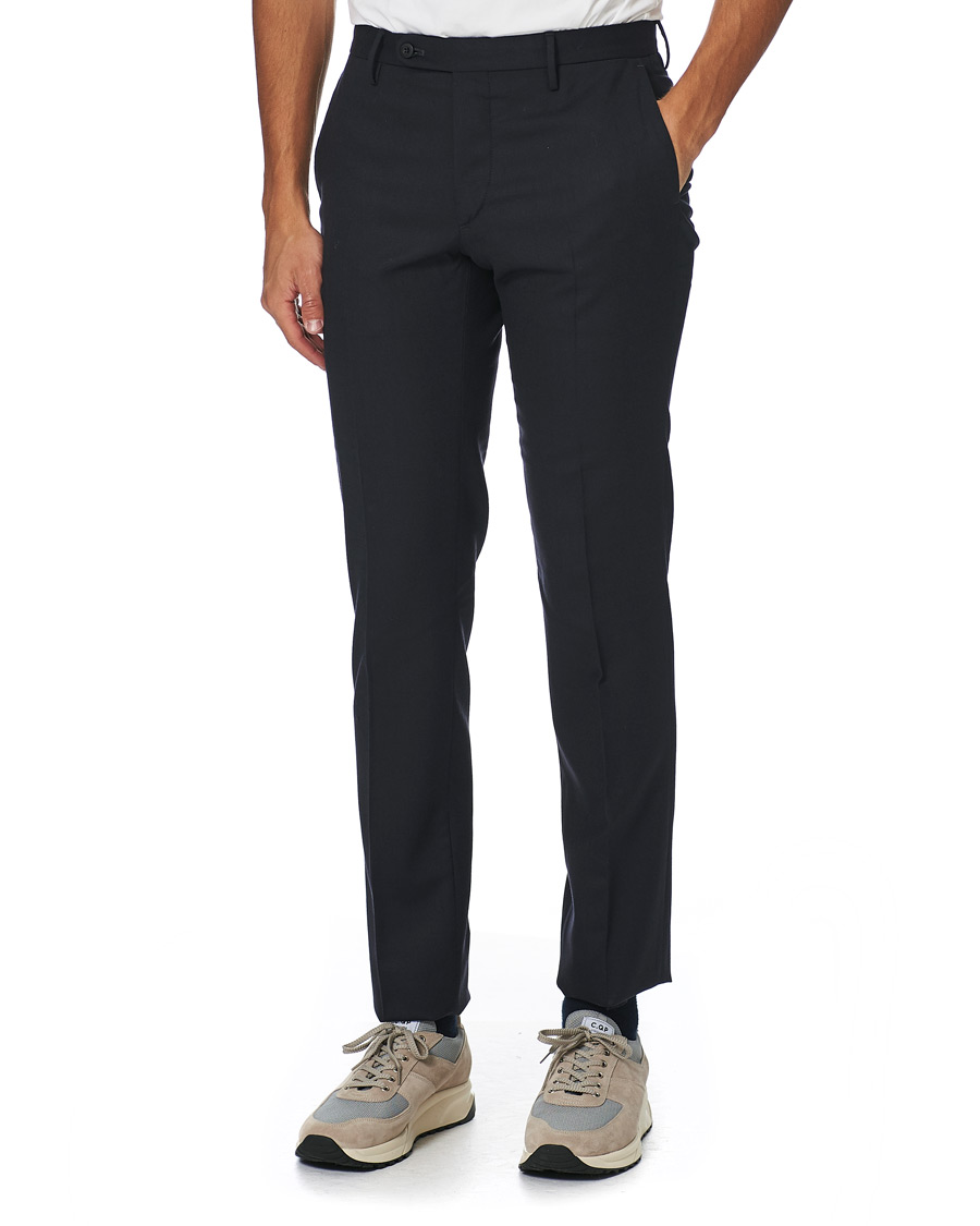 Herre | Bukser | Incotex | Slim Fit Washable Flannel Trousers Navy