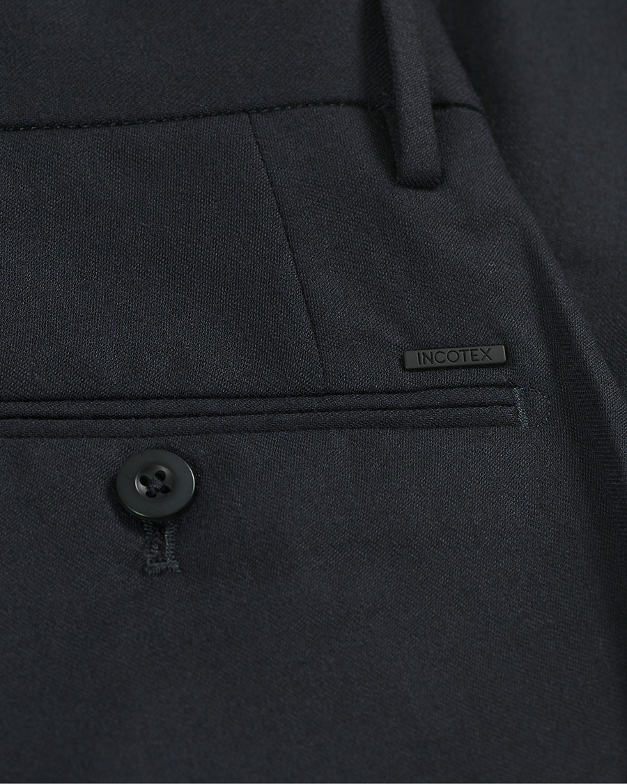 Herre | Bukser | Incotex | Slim Fit Washable Flannel Trousers Navy