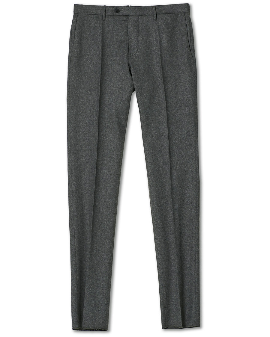 Herre | Bukser | Incotex | Slim Fit Washable Flannel Trousers Grey Melange