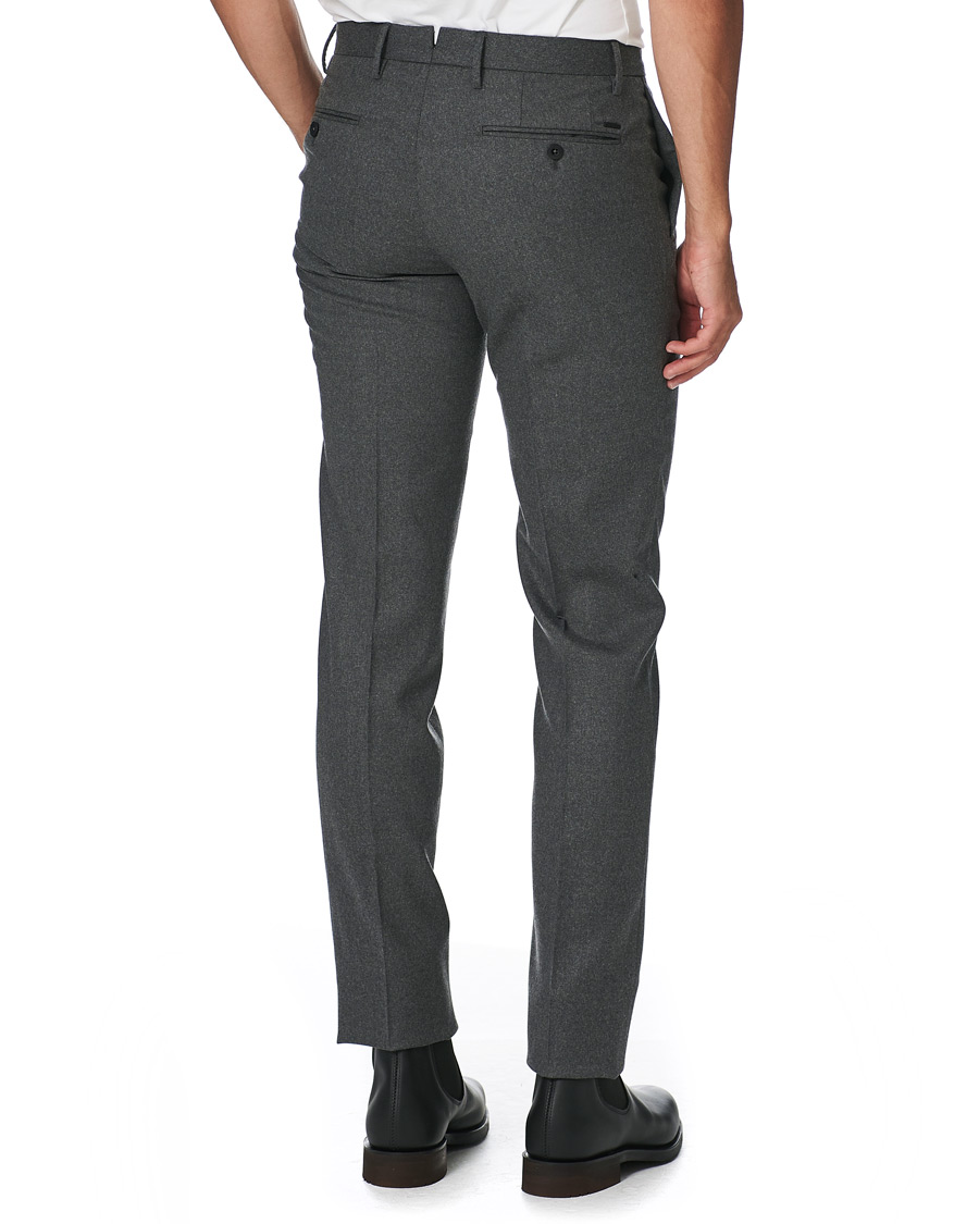 Herre | Bukser | Incotex | Slim Fit Washable Flannel Trousers Grey Melange
