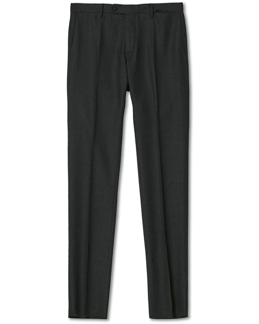 Herre | Bukser | Incotex | Slim Fit Washable Flannel Trousers Dark Grey