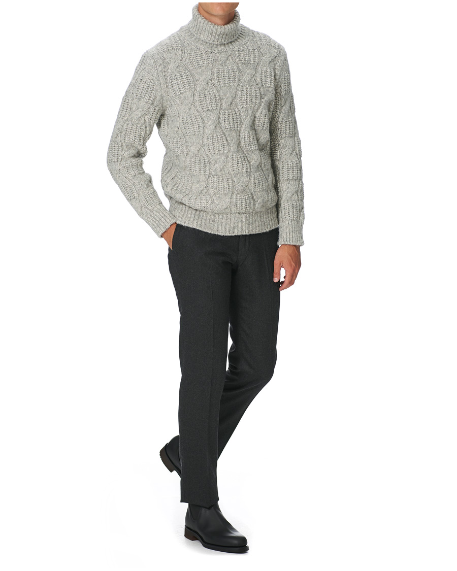 Herre | Bukser | Incotex | Slim Fit Washable Flannel Trousers Dark Grey