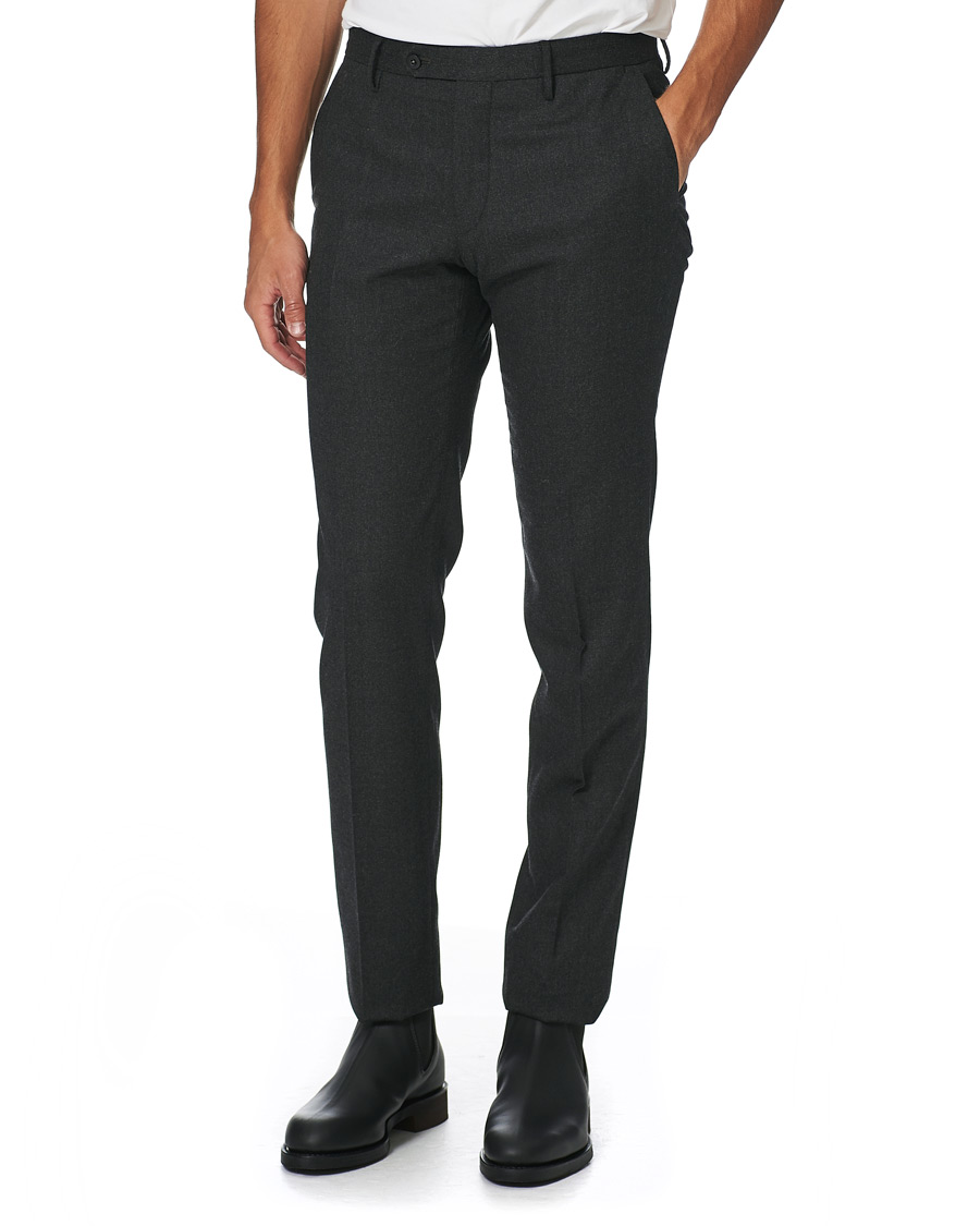 Herre | Bukser | Incotex | Slim Fit Washable Flannel Trousers Dark Grey