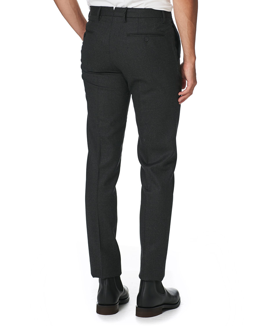 Herre | Bukser | Incotex | Slim Fit Washable Flannel Trousers Dark Grey