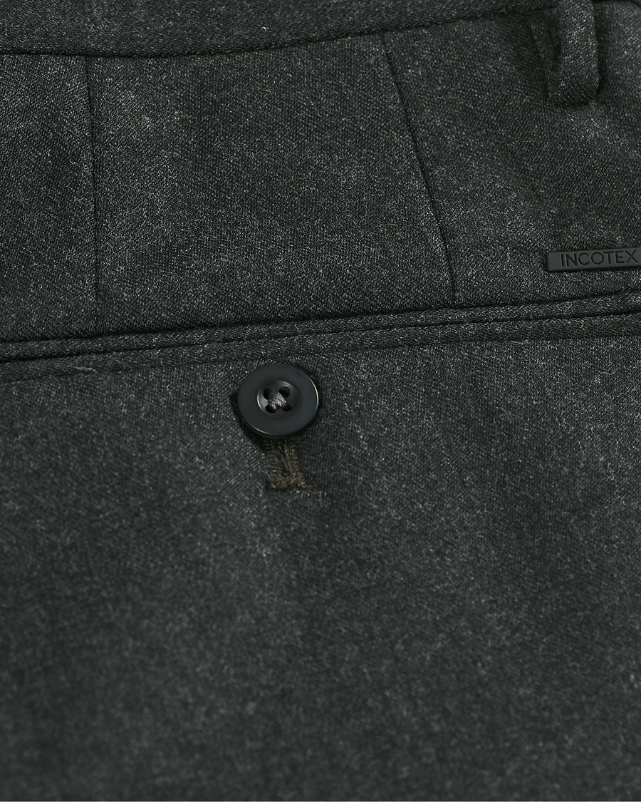 Herre | Bukser | Incotex | Slim Fit Washable Flannel Trousers Dark Grey