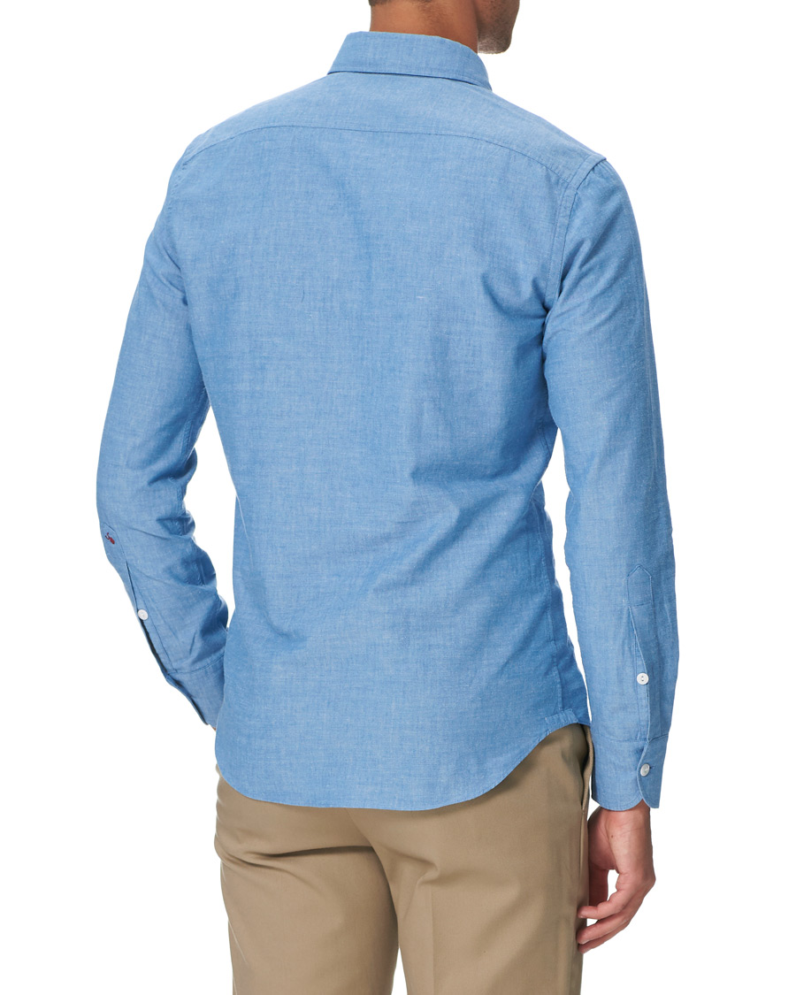 Herre | Skjorter | Slowear | Winter Chambray Double Pocket Shirt Light Blue