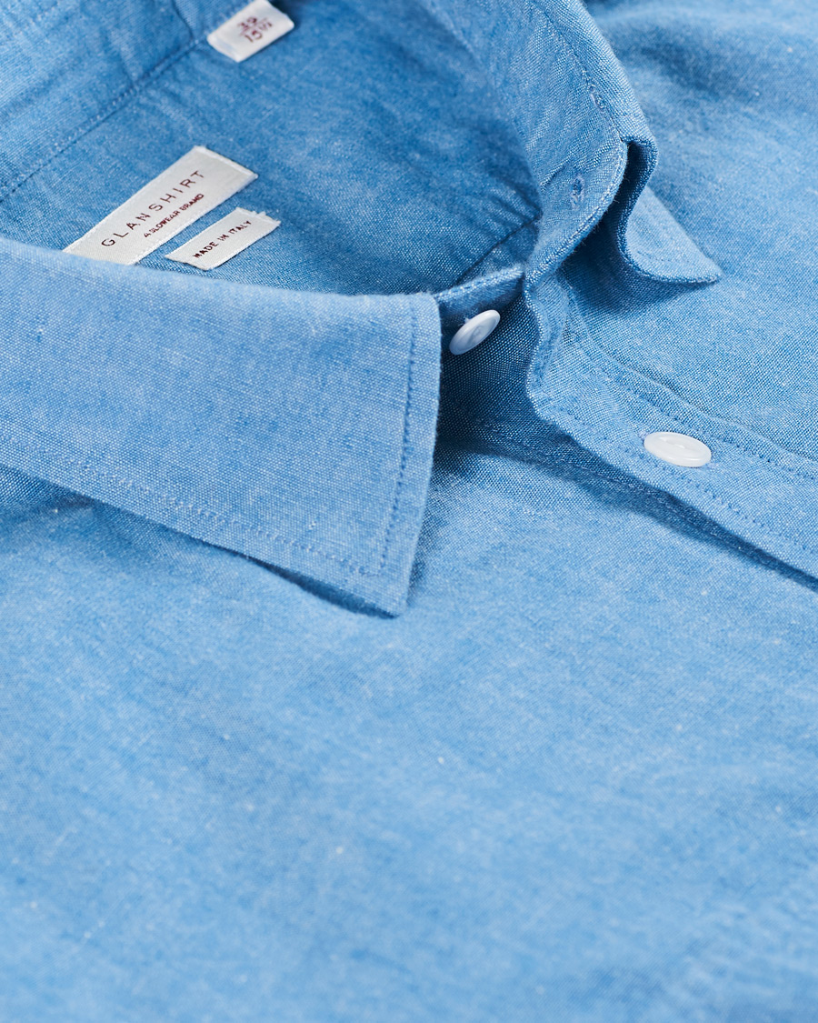 Herre | Skjorter | Slowear | Winter Chambray Double Pocket Shirt Light Blue