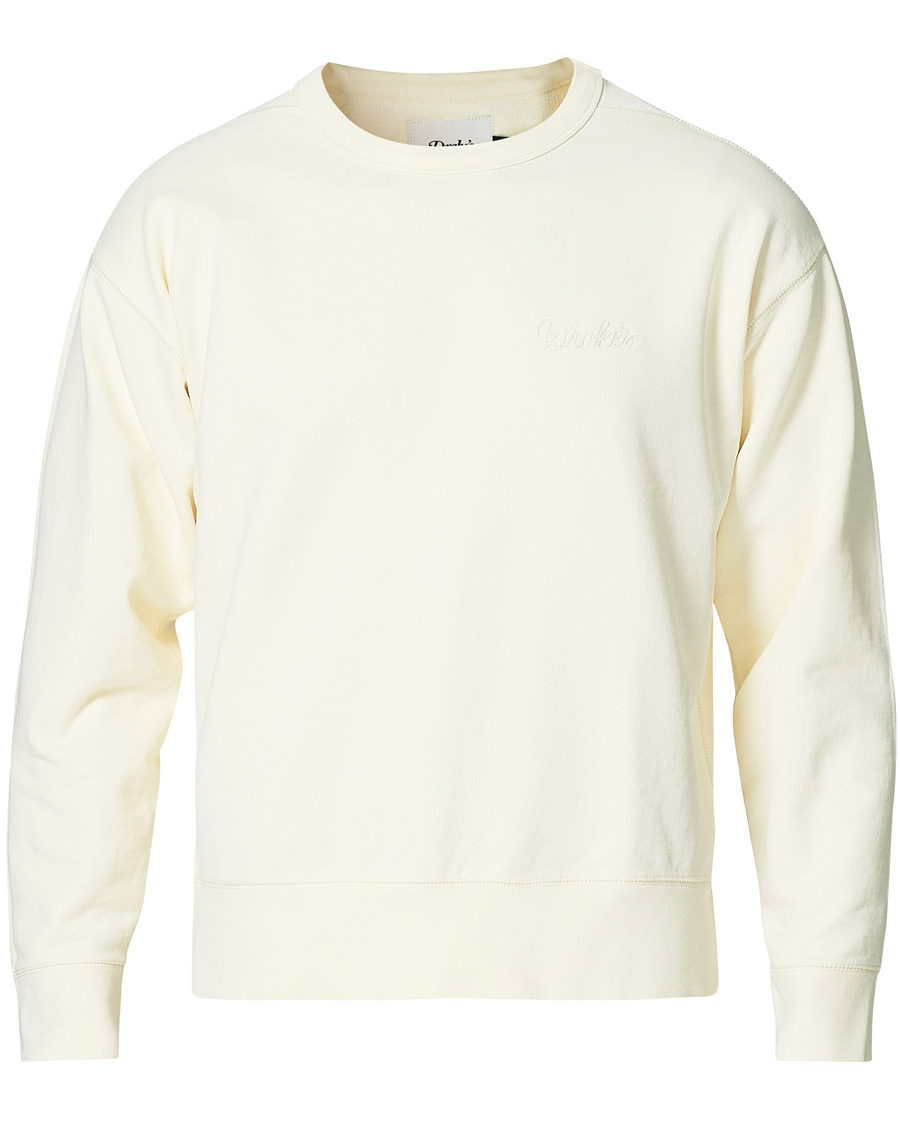 Herre | Gensere | Drake's | Chain Stitched Cotton Sweatshirt Off White