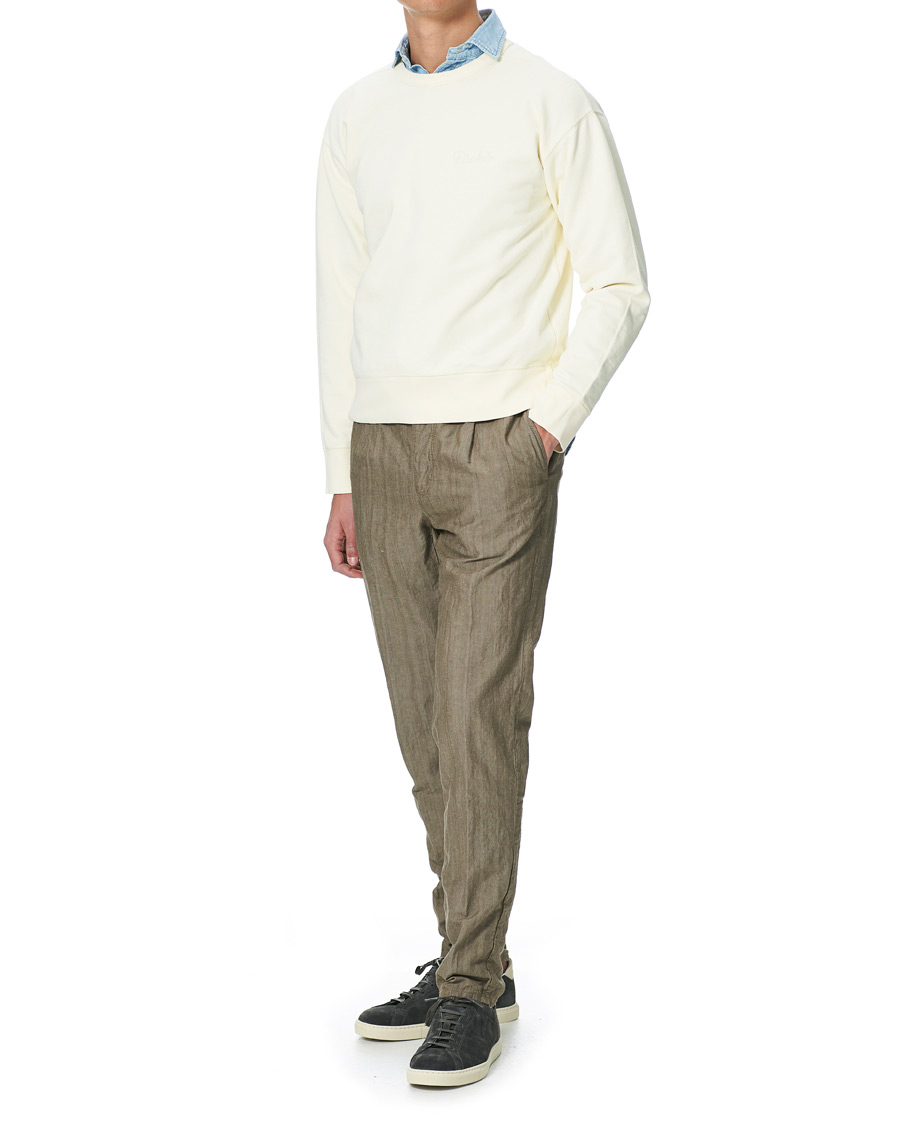 Herre | Gensere | Drake's | Chain Stitched Cotton Sweatshirt Off White