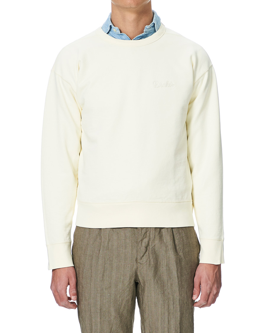 Herre | Gensere | Drake's | Chain Stitched Cotton Sweatshirt Off White