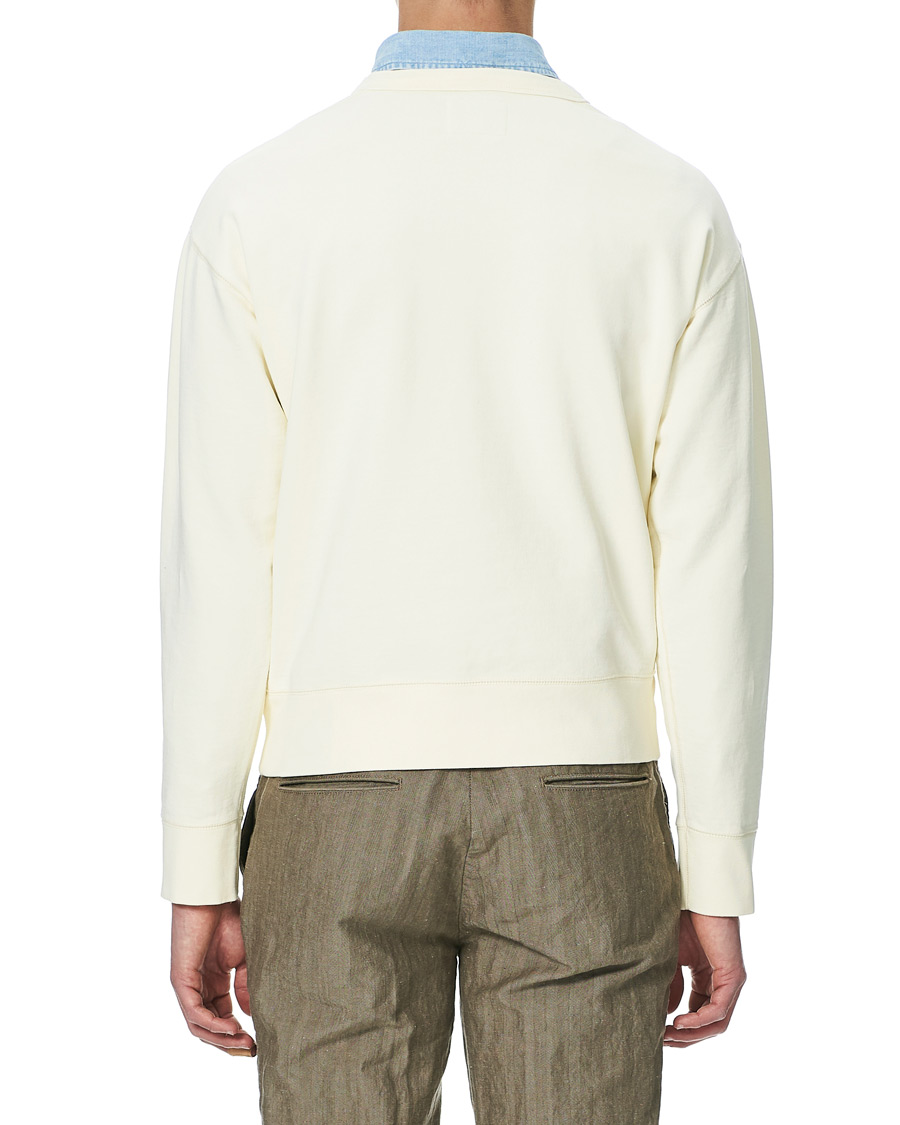 Herre | Gensere | Drake's | Chain Stitched Cotton Sweatshirt Off White