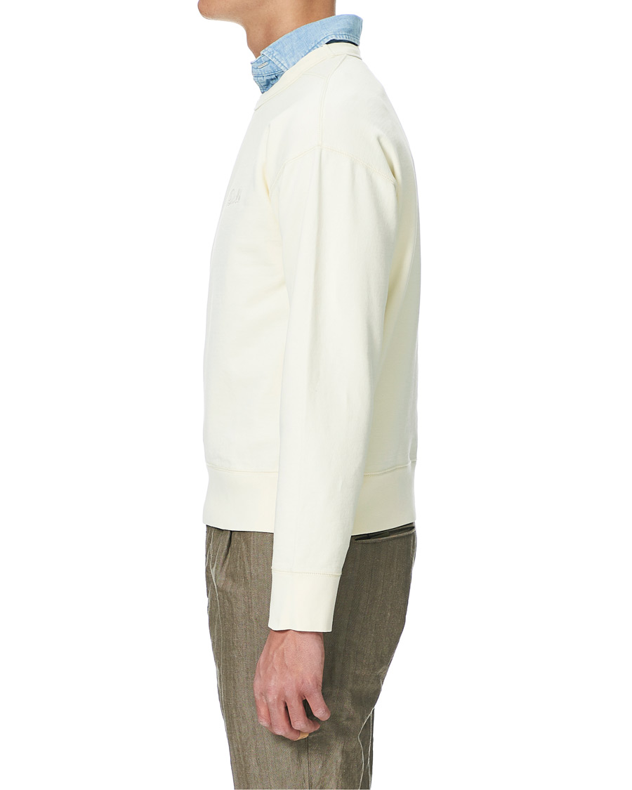Herre | Gensere | Drake's | Chain Stitched Cotton Sweatshirt Off White