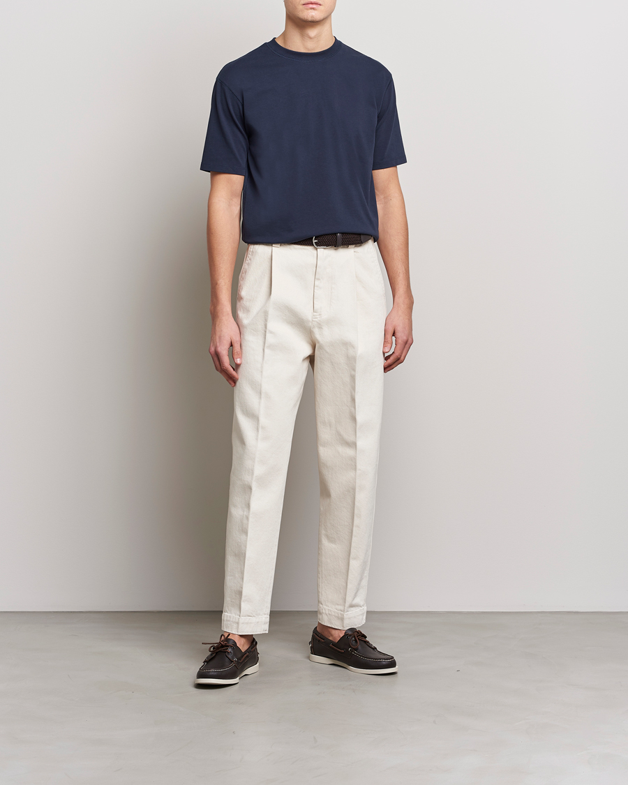 Herre | T-Shirts | Drake's | Short Sleeve Hiking T-Shirt Navy