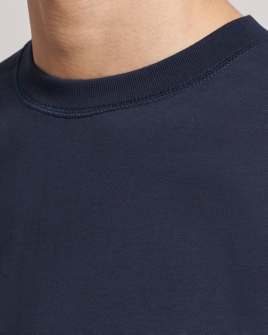Herre | T-Shirts | Drake's | Short Sleeve Hiking T-Shirt Navy