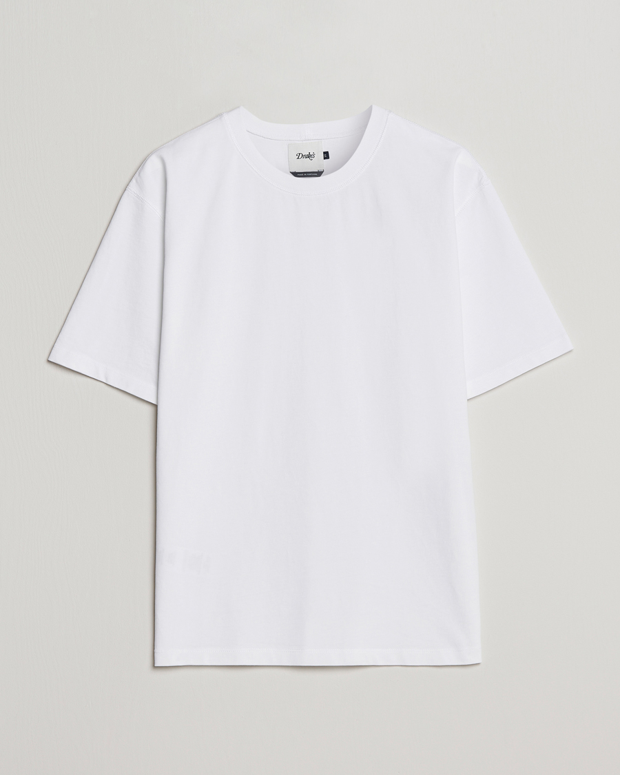 Herre | T-Shirts | Drake's | Short Sleeve Hiking T-Shirt White