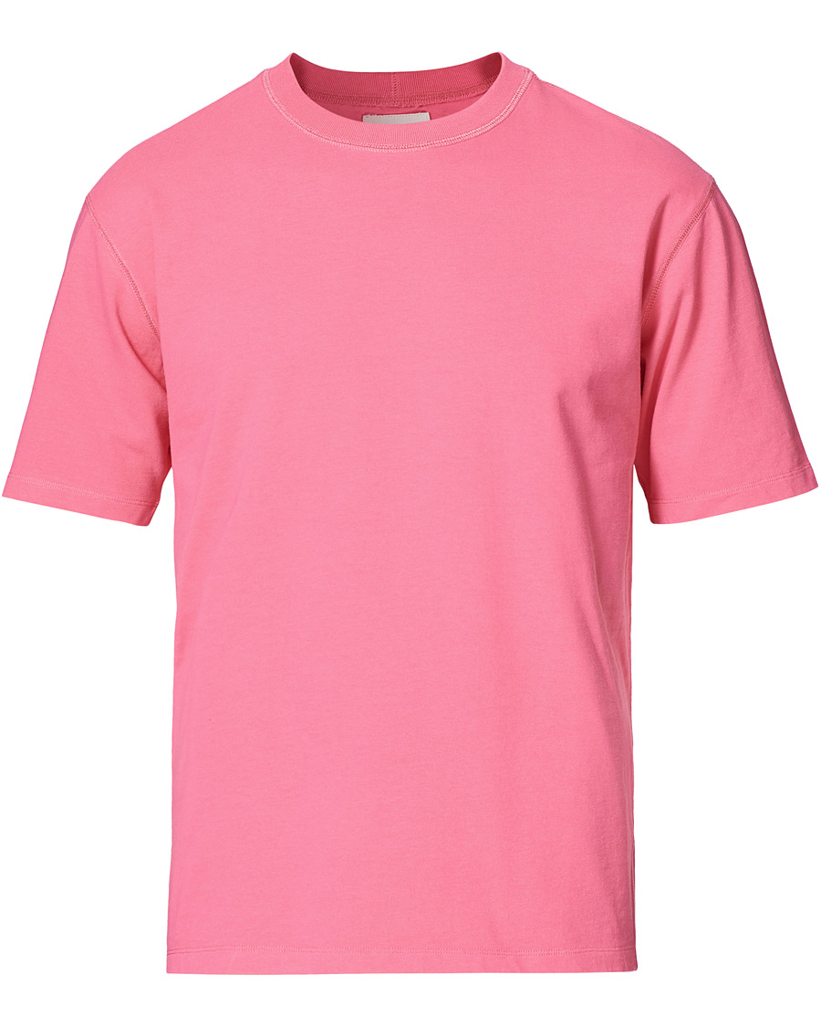 Herre | T-Shirts | Drake's | Cotton Crew Neck Hiking Tee Fuschia