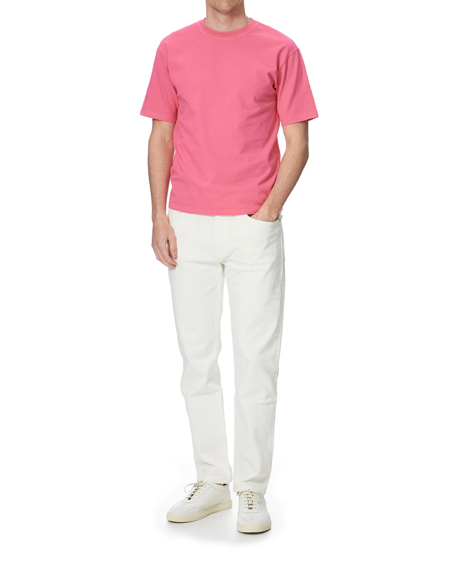 Herre | T-Shirts | Drake's | Cotton Crew Neck Hiking Tee Fuschia