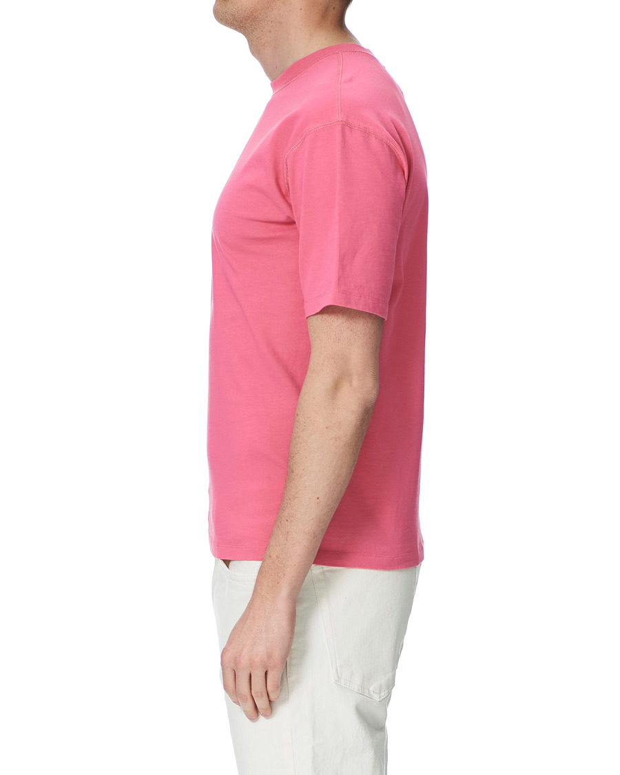 Herre | T-Shirts | Drake's | Cotton Crew Neck Hiking Tee Fuschia