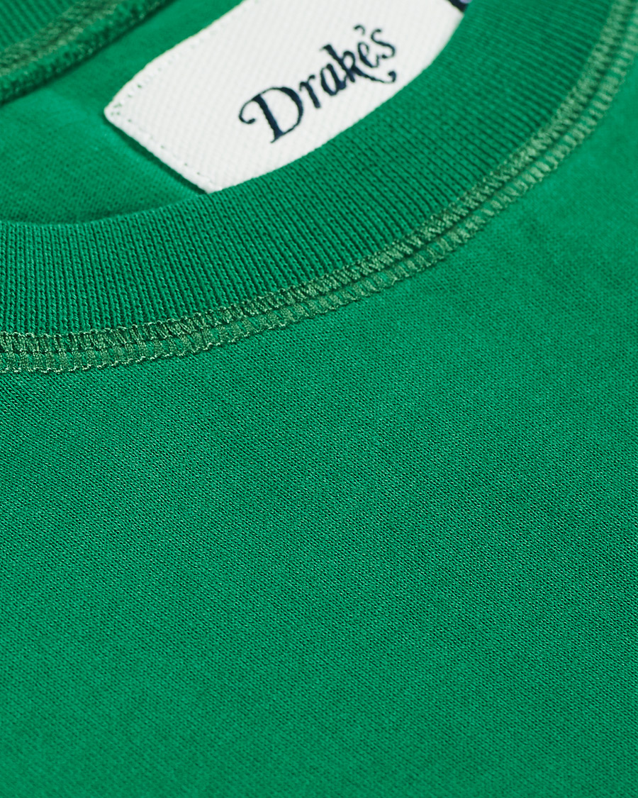 Herre | T-Shirts | Drake's | Cotton Crew Neck Hiking Tee Forest Green