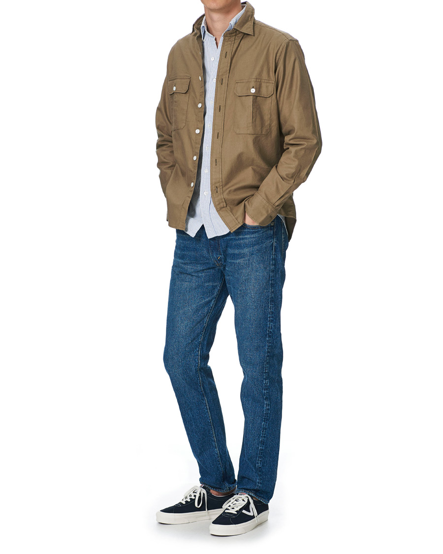 Herre | Skjorter | Drake's | Two Pocket Cotton Work Shirt Khaki