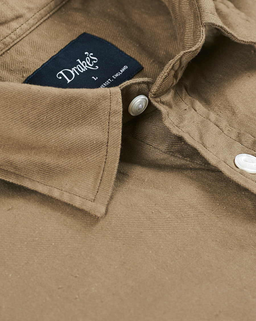 Herre | Skjorter | Drake's | Two Pocket Cotton Work Shirt Khaki