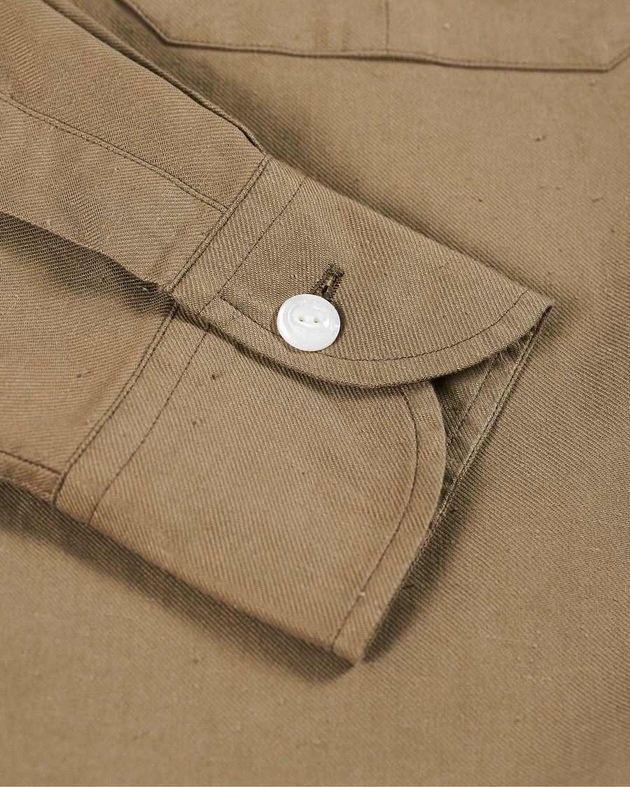 Herre | Skjorter | Drake's | Two Pocket Cotton Work Shirt Khaki