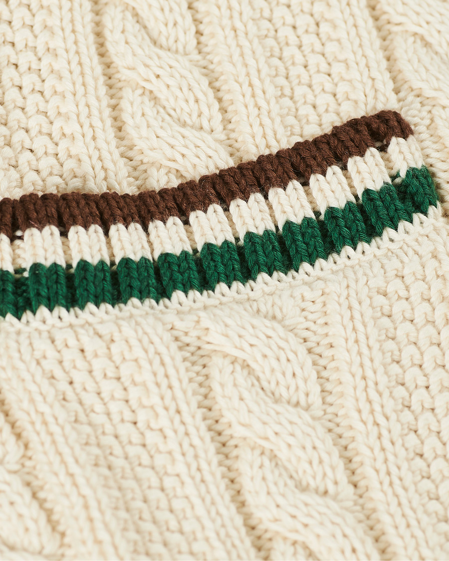 Herre | Gensere | Drake's | Cotton/Cashmere Cricket V-Neck Jumper Ecru
