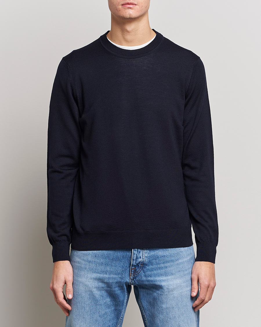 Herre |  | NN07 | Ted Merino Crew Neck Pullover Navy Blue