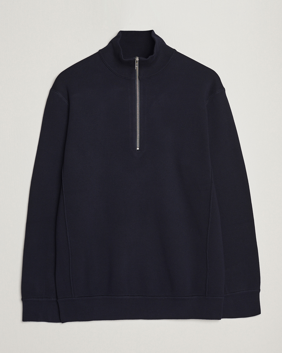 Herre | Gensere | NN07 | Luis Cotton/Modal Half Zip Sweater Navy Blue