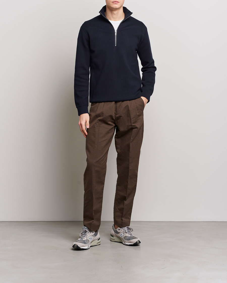 Herre | Gensere | NN07 | Luis Cotton/Modal Half Zip Sweater Navy Blue