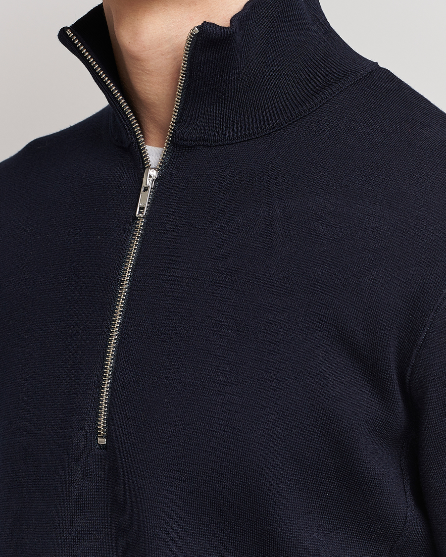 Herre | Gensere | NN07 | Luis Cotton/Modal Half Zip Sweater Navy Blue