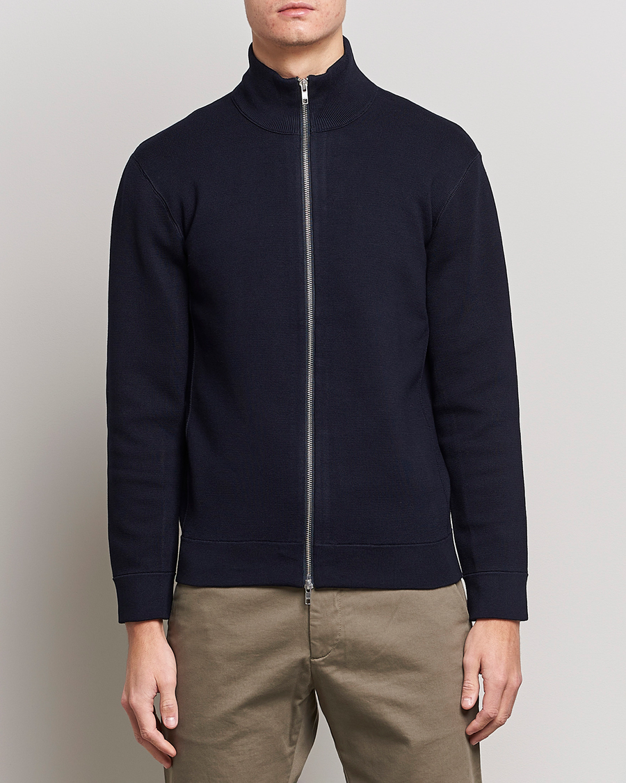 Herre | Full-zip | NN07 | Luis Cotton/Modal Full Zip Sweater Navy Blue