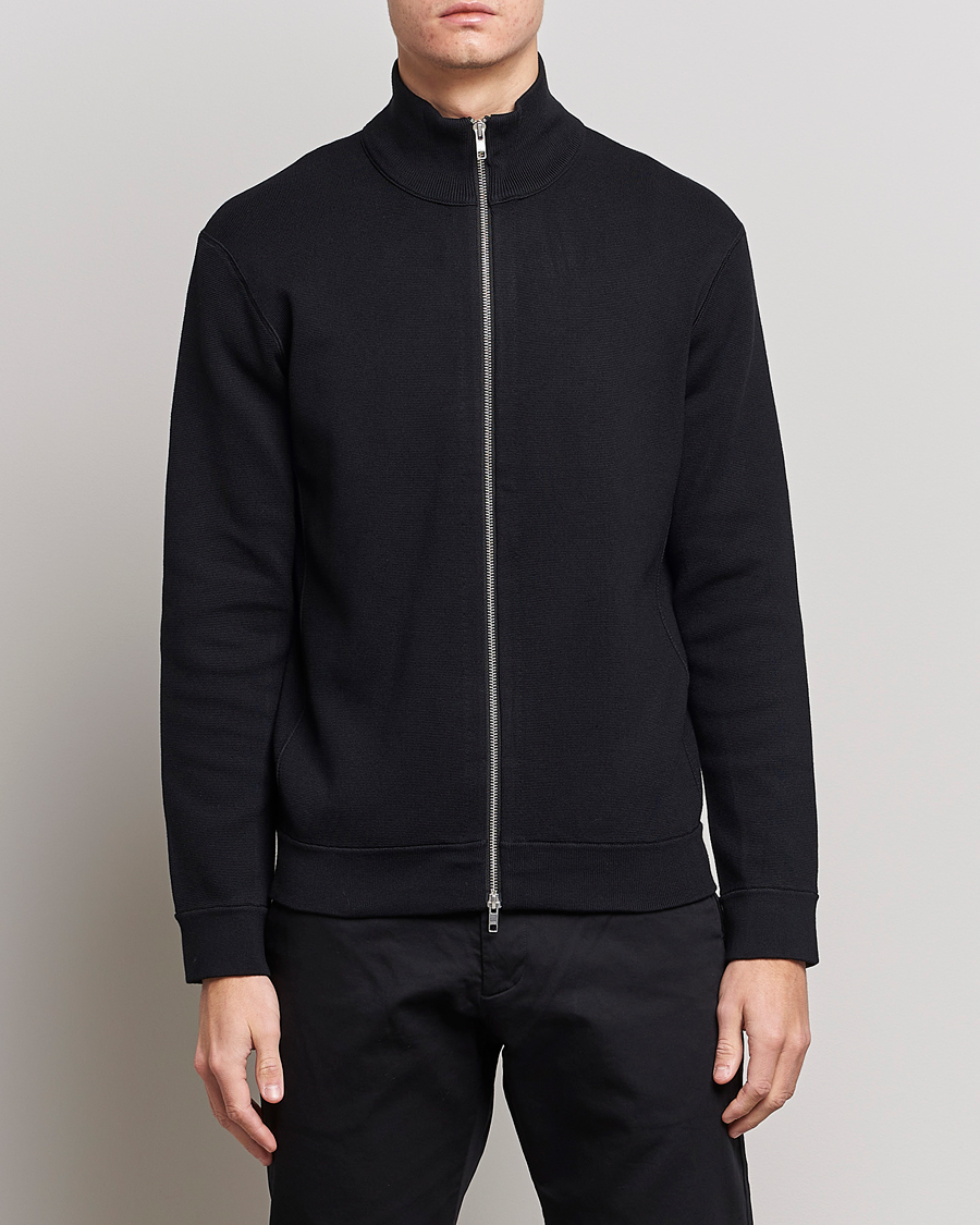 Herre | Full-zip | NN07 | Luis Knitted Full-Zip Sweater Black