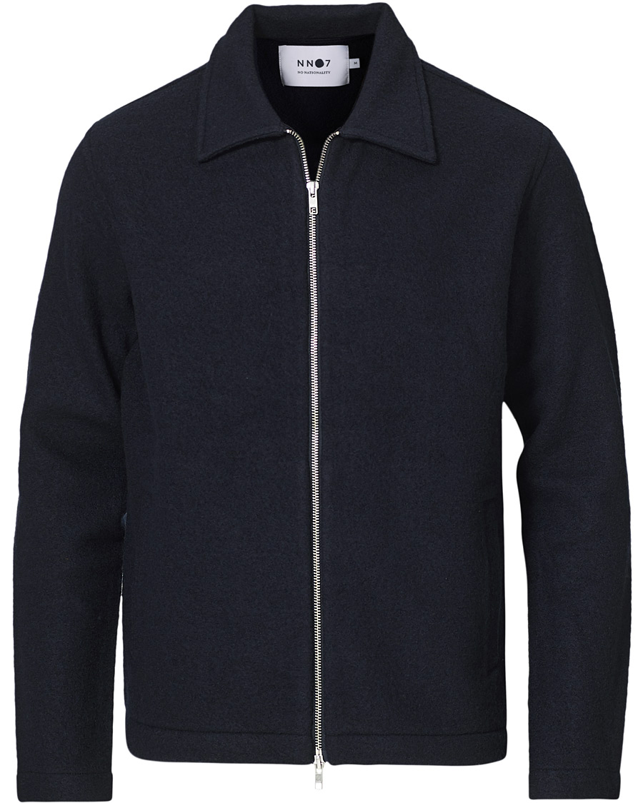 Herre | Gensere | NN07 | Ivan Boiled Wool Full Zip Navy Blue