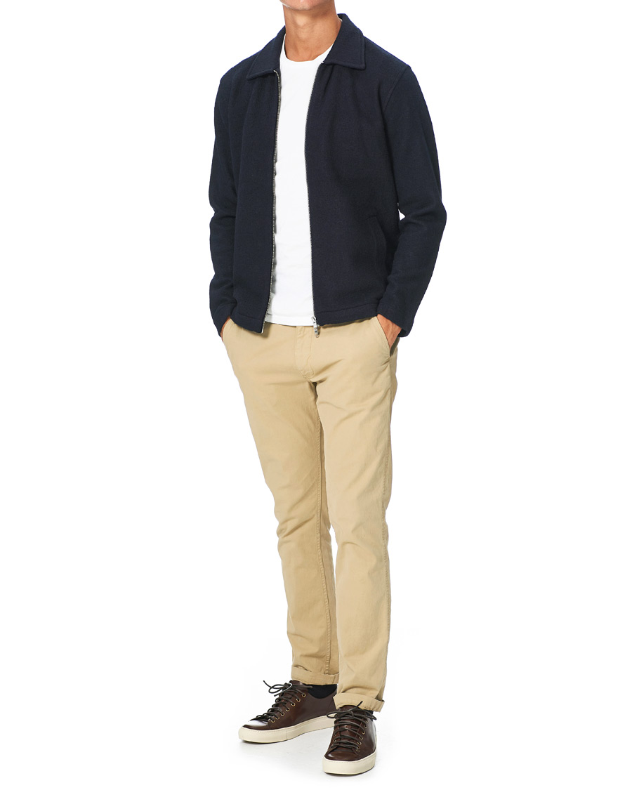Herre | Gensere | NN07 | Ivan Boiled Wool Full Zip Navy Blue