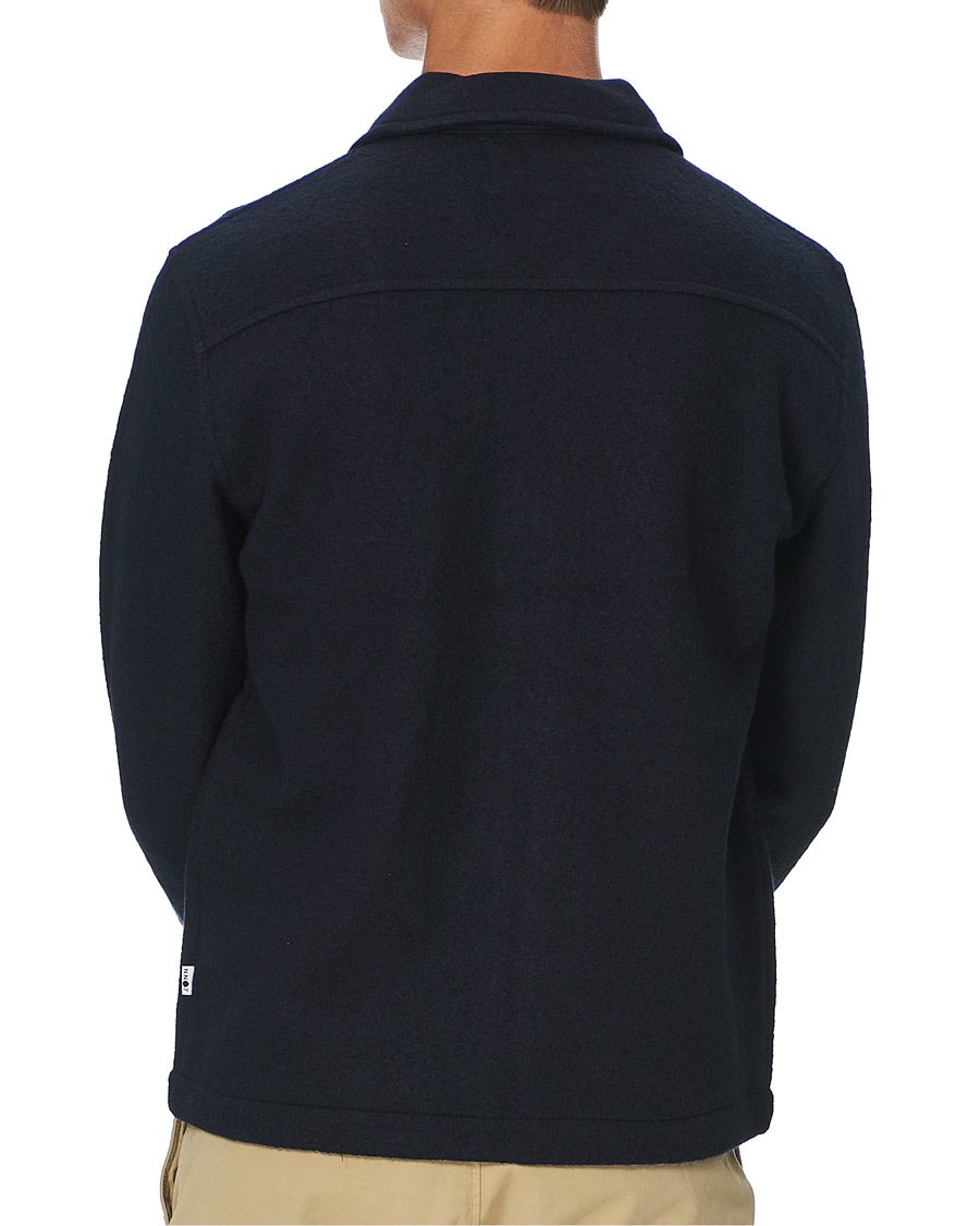 Herre | Gensere | NN07 | Ivan Boiled Wool Full Zip Navy Blue