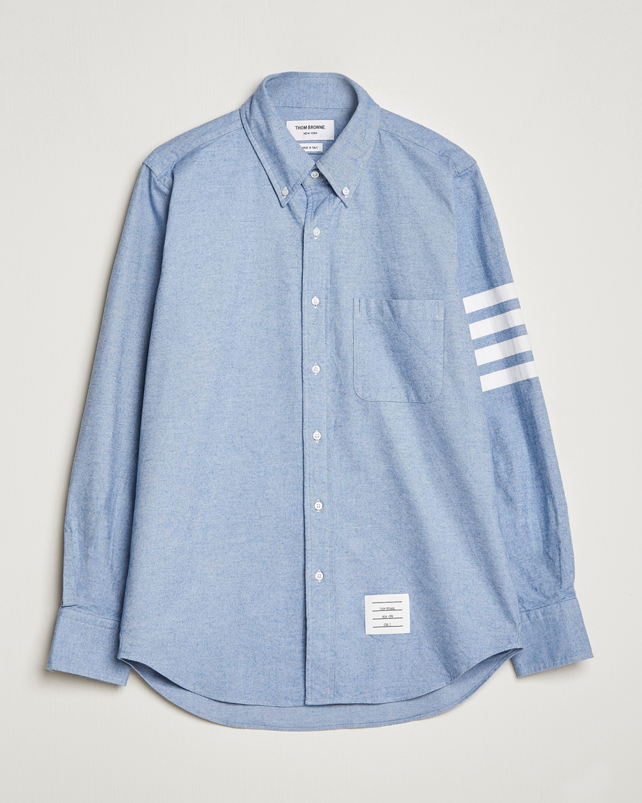 Herre | Skjorter | Thom Browne | 4-Bar Flannel Shirt Light Blue