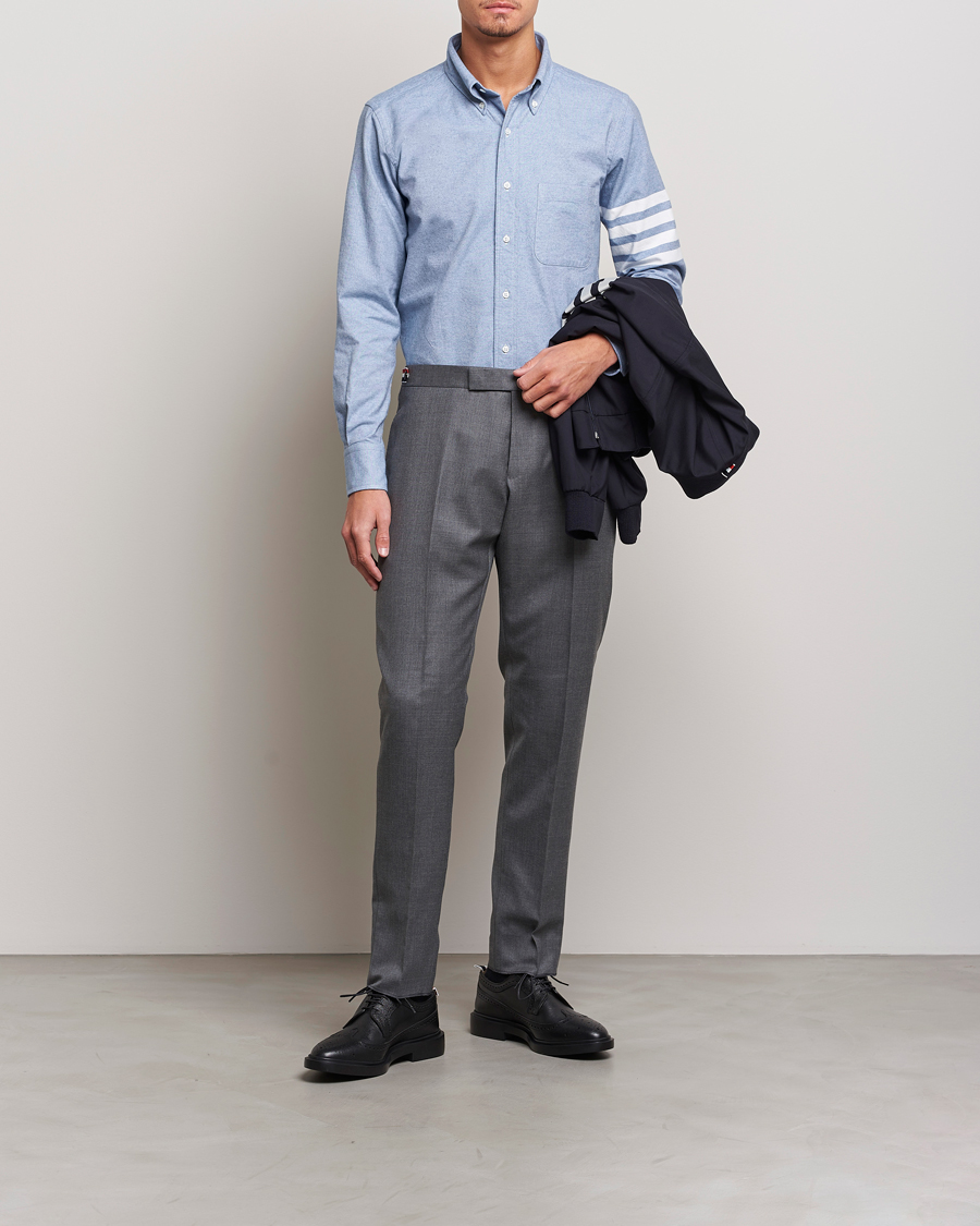 Herre | Skjorter | Thom Browne | 4-Bar Flannel Shirt Light Blue
