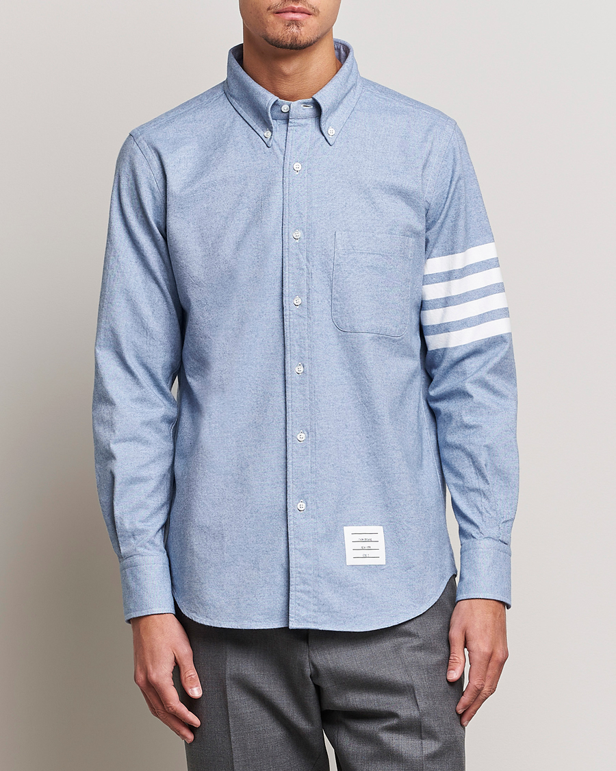 Herre | Contemporary Creators | Thom Browne | 4-Bar Flannel Shirt Light Blue