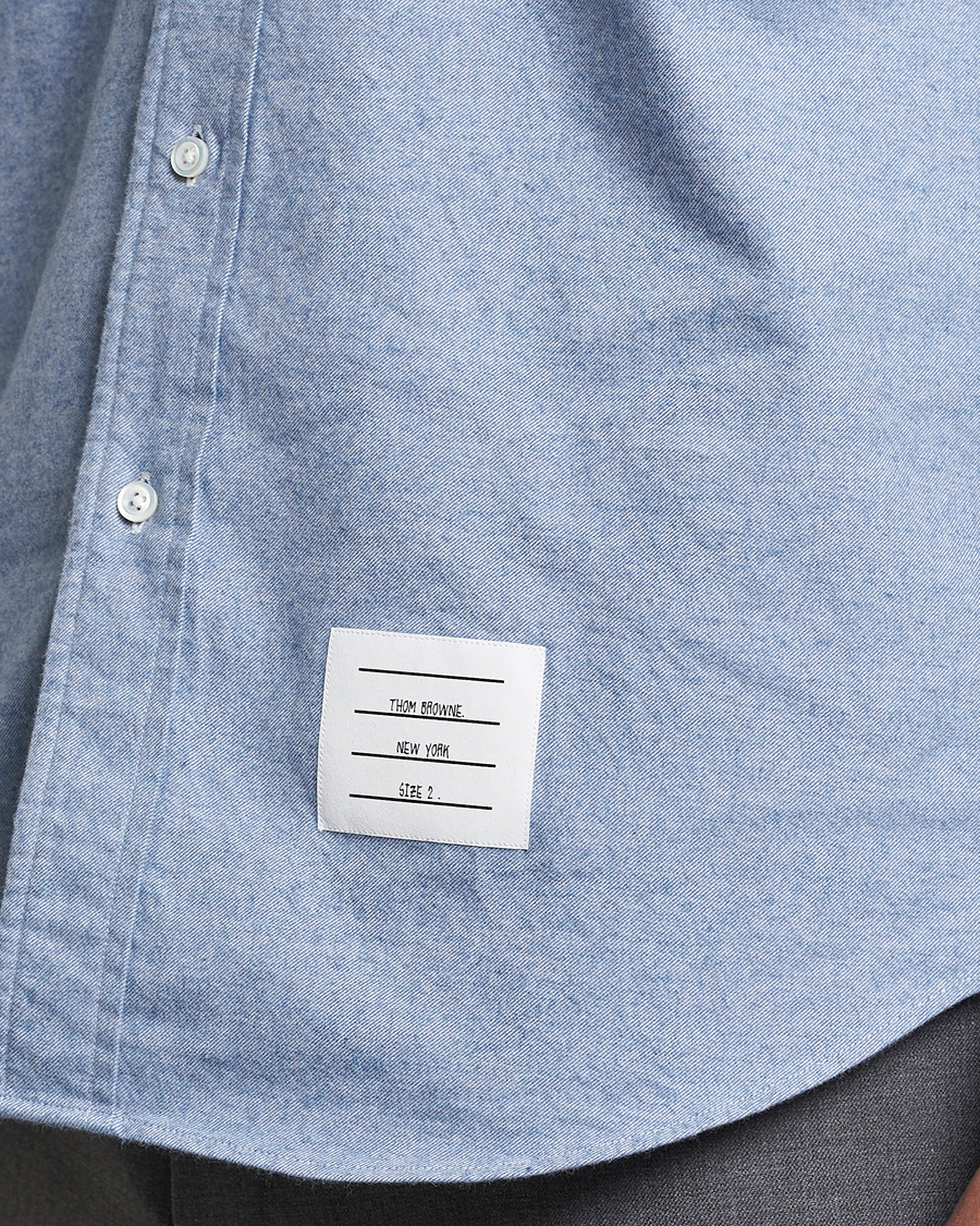 Herre | Skjorter | Thom Browne | 4-Bar Flannel Shirt Light Blue