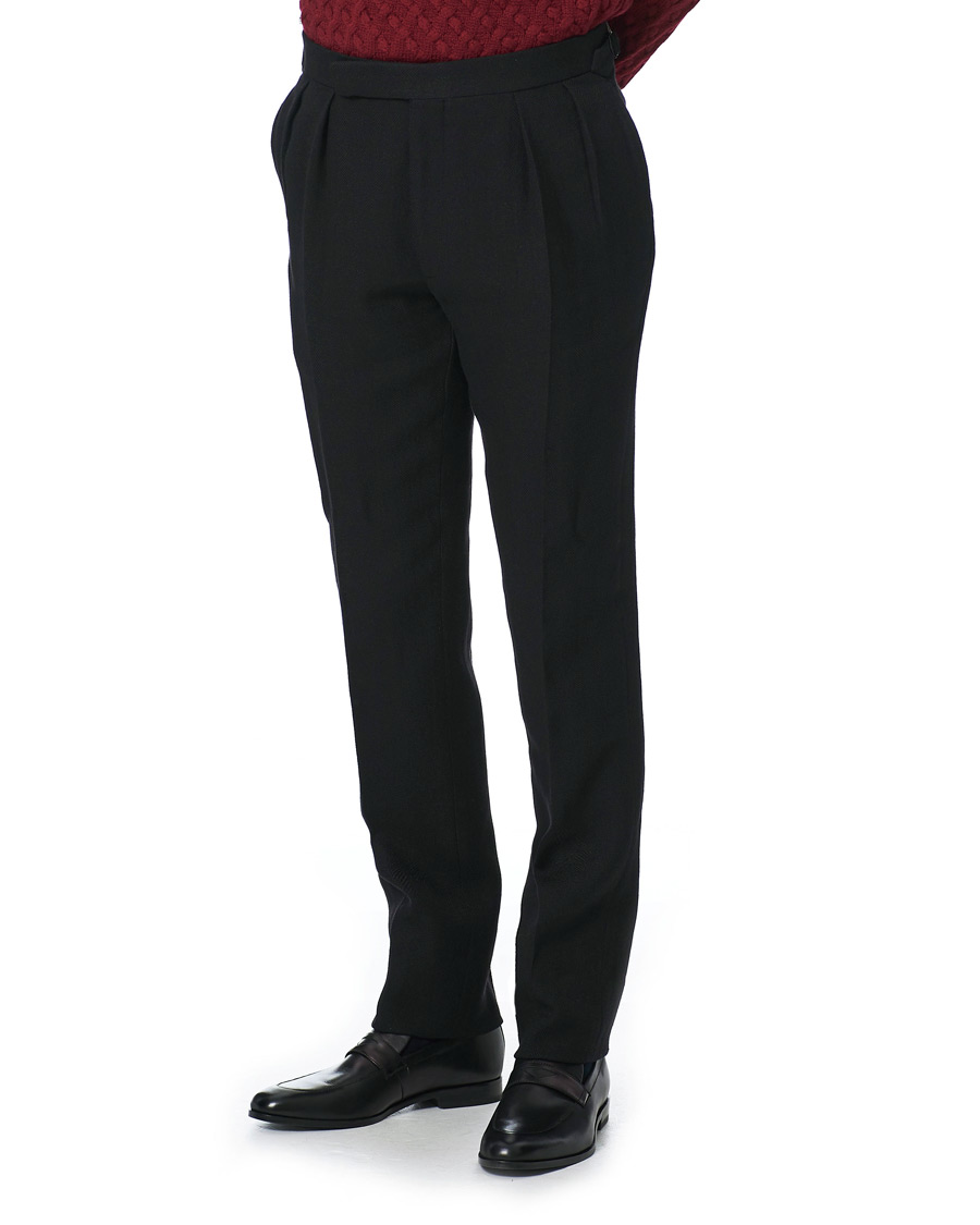 Herre | Bukser | Ralph Lauren Purple Label | Gregory Double Pleated Trousers Black