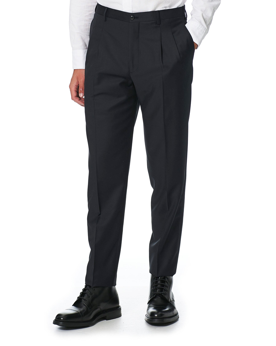 Herre | Bukser | Giorgio Armani | Tapered Wool/Cashmere Gabardine Trousers Navy