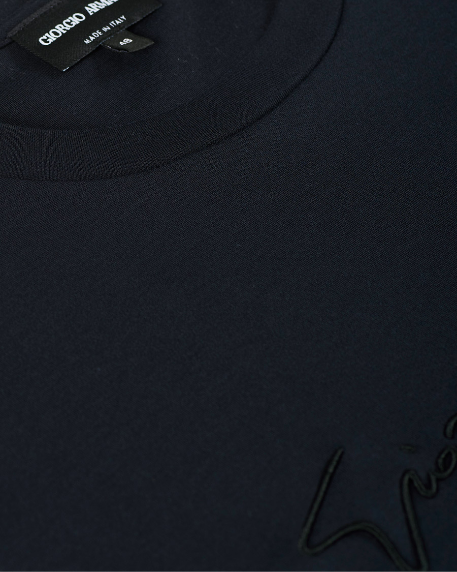 Herre | T-Shirts | Giorgio Armani | Signature Embroidery T-Shirt Navy