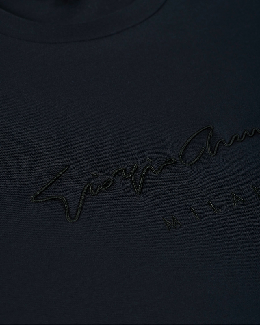 Herre | T-Shirts | Giorgio Armani | Signature Embroidery T-Shirt Navy