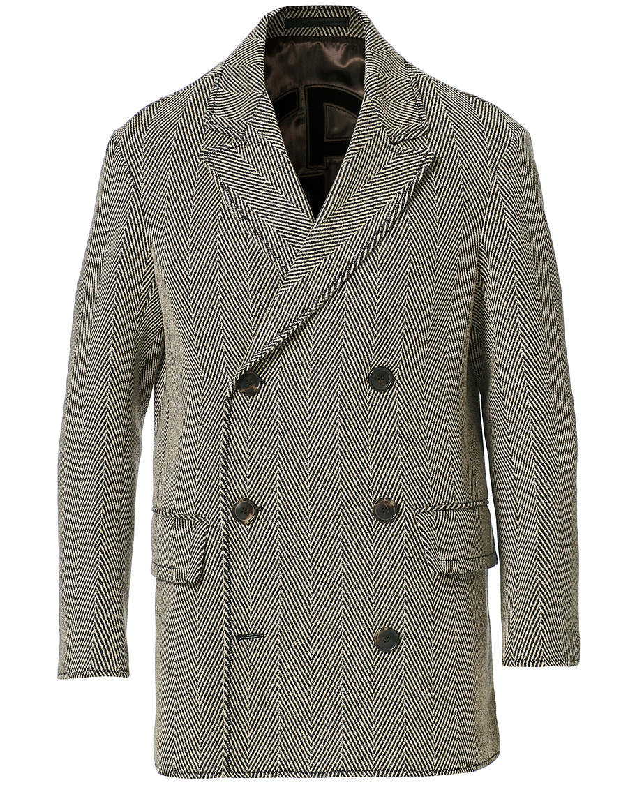 Herre | Jakker | Giorgio Armani | Wool Chevron Peacoat Grey